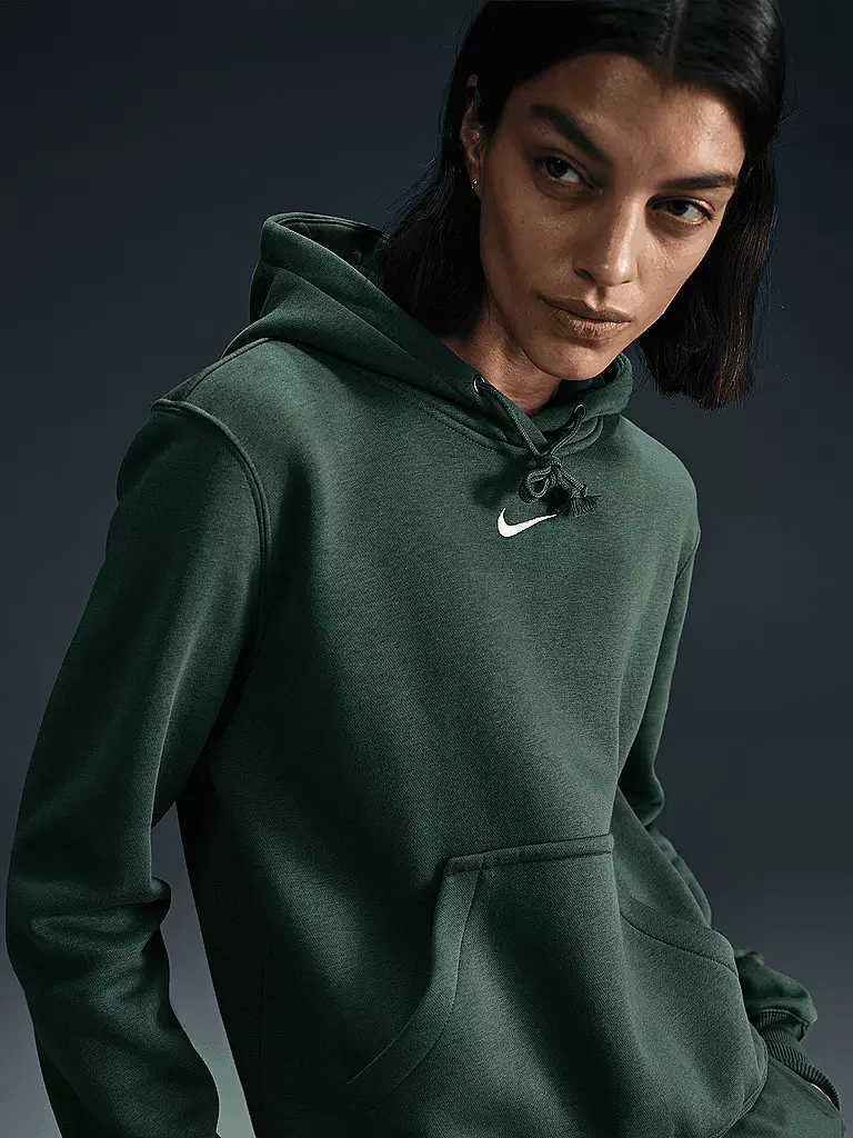 NIKE | Damen Fitnesshoodie Sportswear Phoenix Fleece | Verde scuro