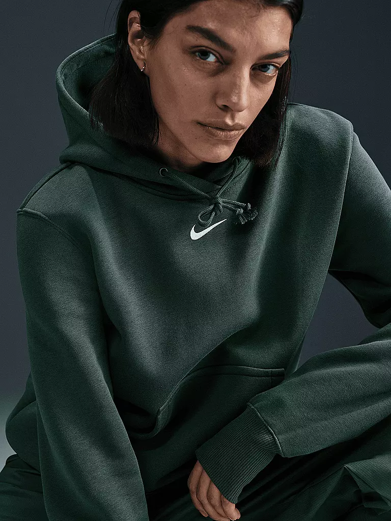 NIKE | Damen Fitnesshoodie Sportswear Phoenix Fleece | Verde scuro