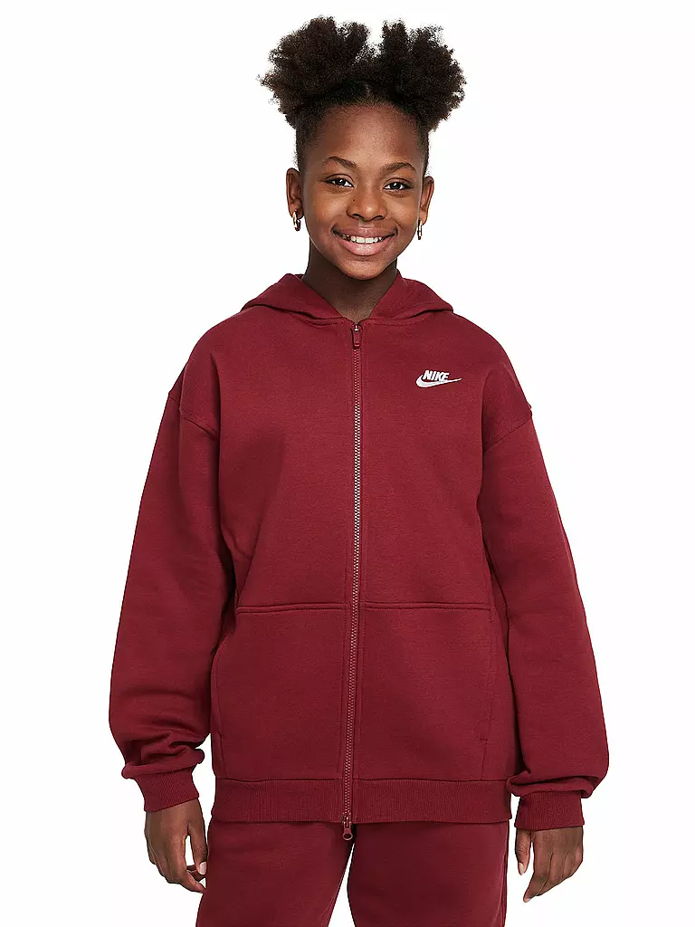 NIKE | Felpa con cappuccio da ragazza Sportswear Club Fleece | Rosso scuro