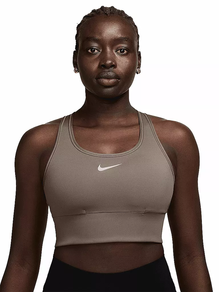 NIKE | Reggiseno sportivo da donna Swosh Longline a supporto medio | Marrone