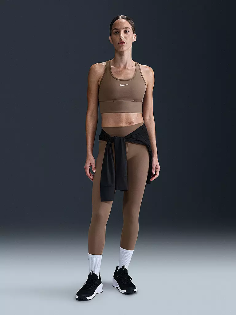 NIKE | Reggiseno sportivo da donna Swosh Longline a supporto medio | Marrone