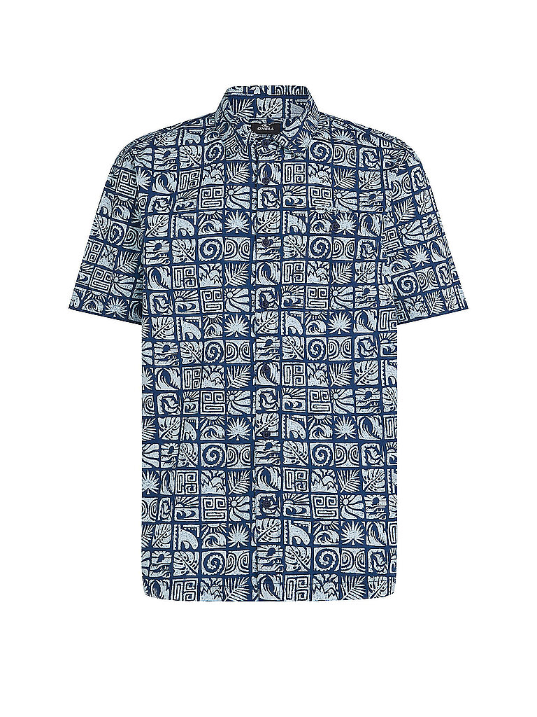 Camicia da spiaggia da uomo con stampa blu S