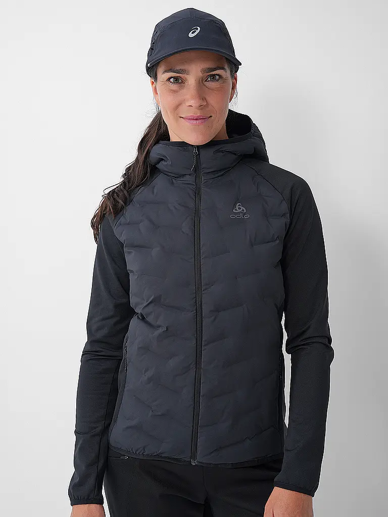ODLO | Giacca da running da donna Zeroweight Insulator Hybrid con cappuccio | Nero