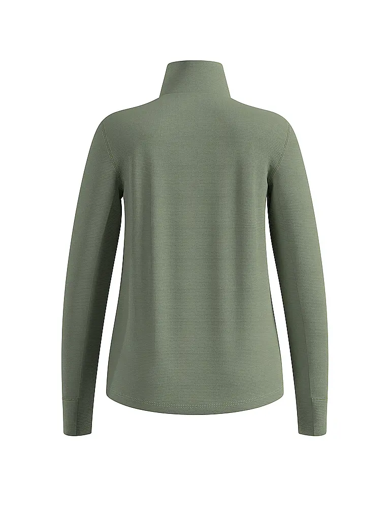 ODLO | Maglia da running da donna con zip in pile a griglia | Oliva