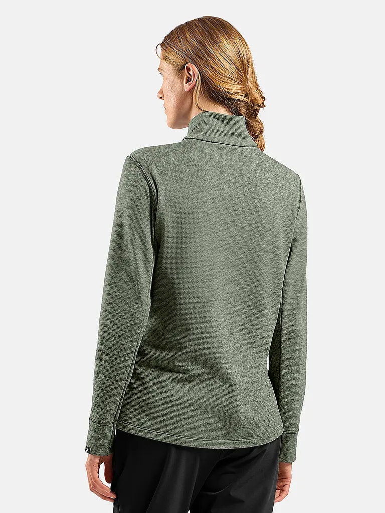 ODLO | Maglia da running da donna con zip in pile a griglia | Oliva