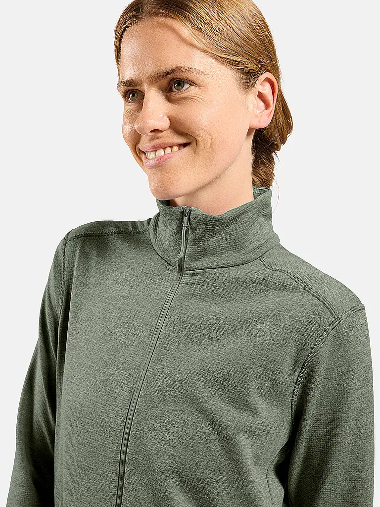 ODLO | Maglia da running da donna con zip in pile a griglia | Oliva