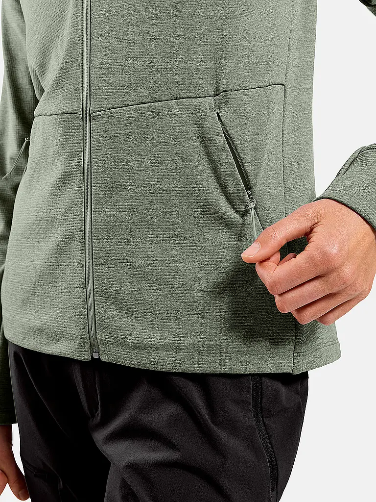 ODLO | Maglia da running da donna con zip in pile a griglia | Oliva