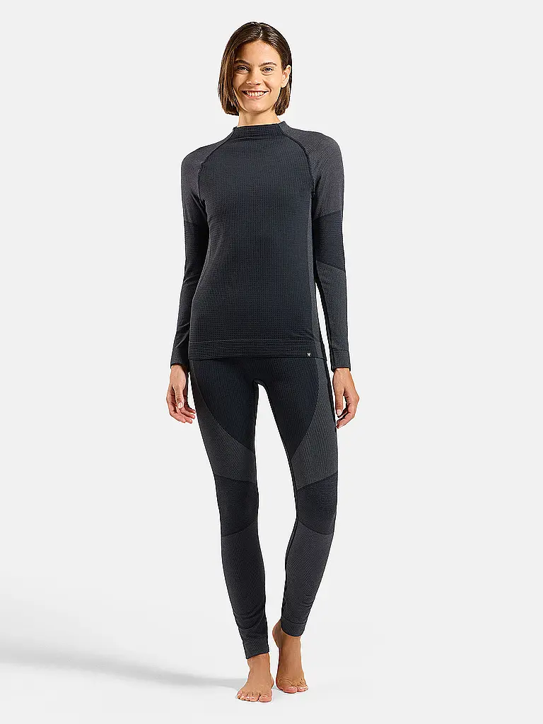 ODLO | Maglia intima da donna Natural Merino 260 con mezza zip | Nero