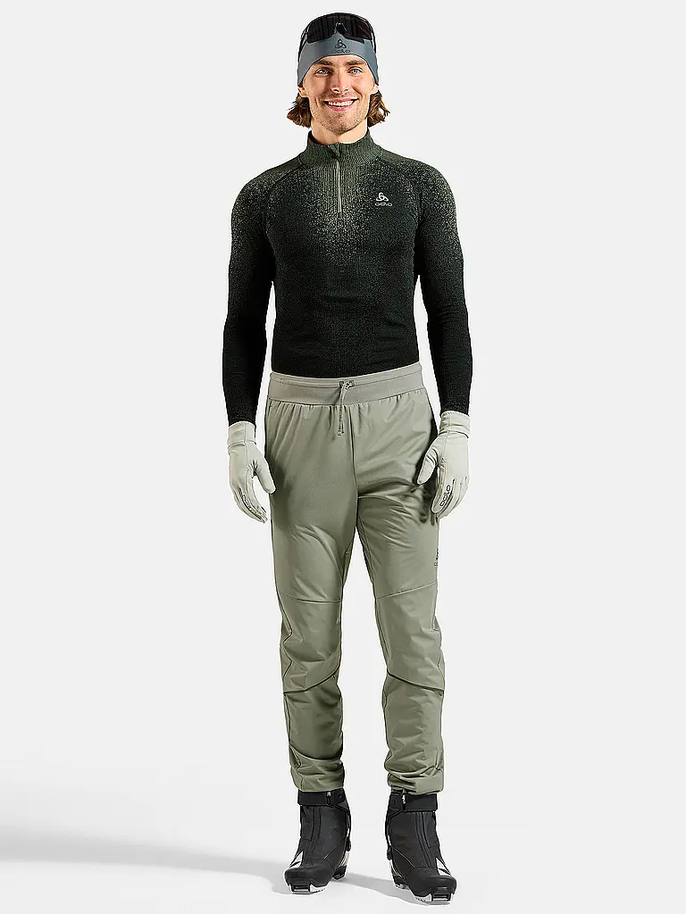 ODLO | Pantaloni da sci di fondo da uomo Zeroweight Pro antivento e caldi | Oliva
