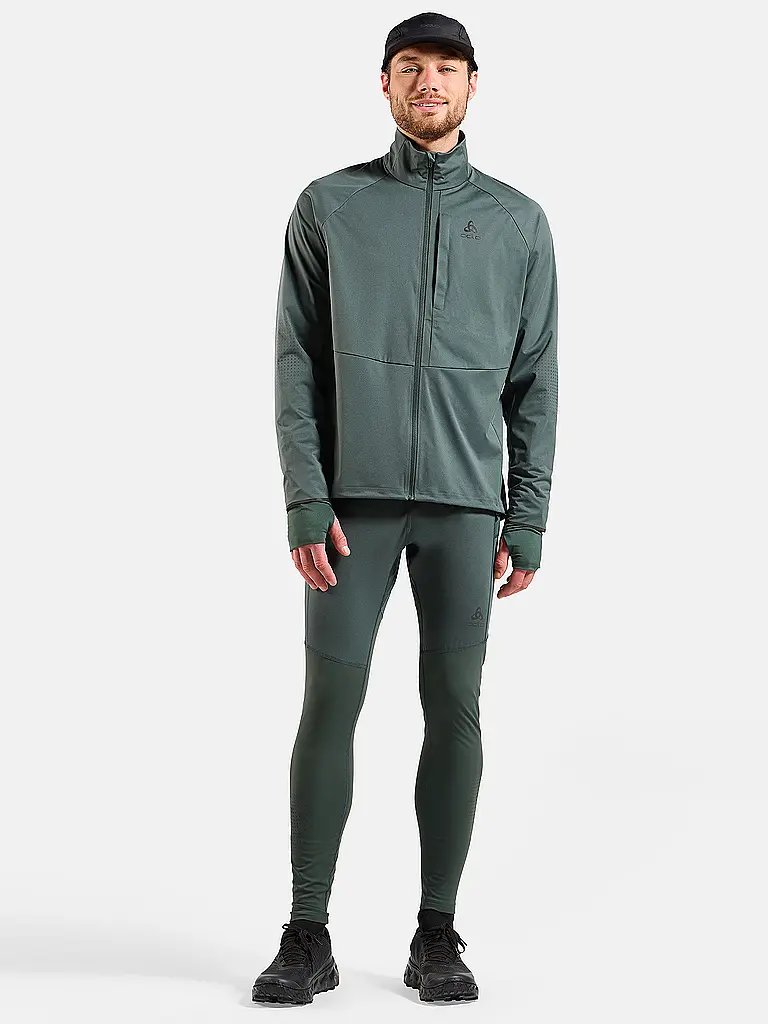 ODLO | Tight da running da uomo Zeroweight Warm Reflective 2.0 | Verde scuro