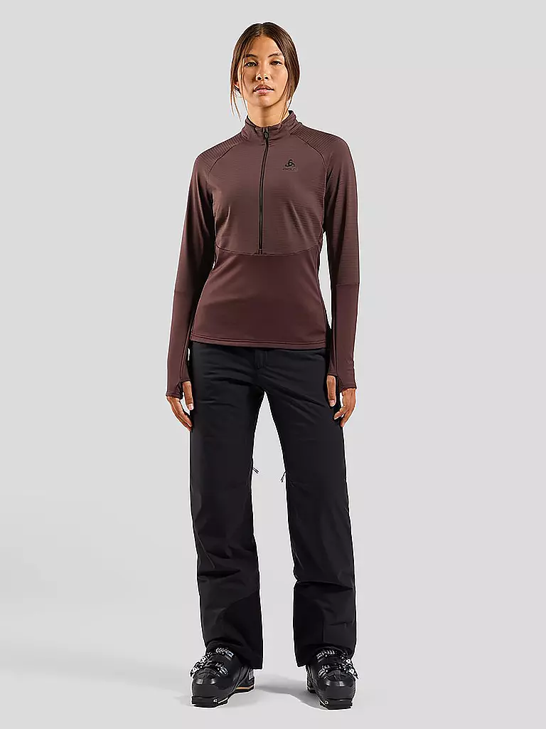 ODLO | Zipshirt intimo da donna Descent Ceramiwarm | Marrone