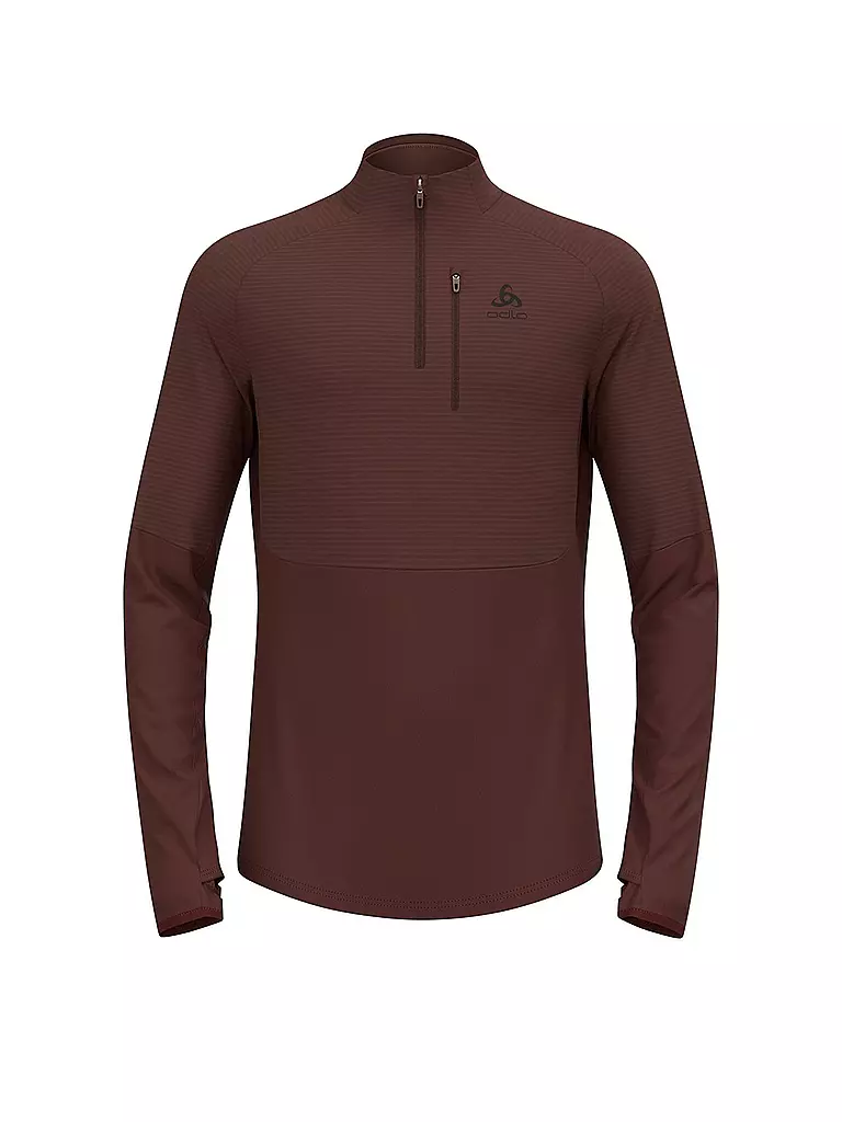 ODLO | Zipshirt intimo da uomo Descent Ceramiwarm | Marrone