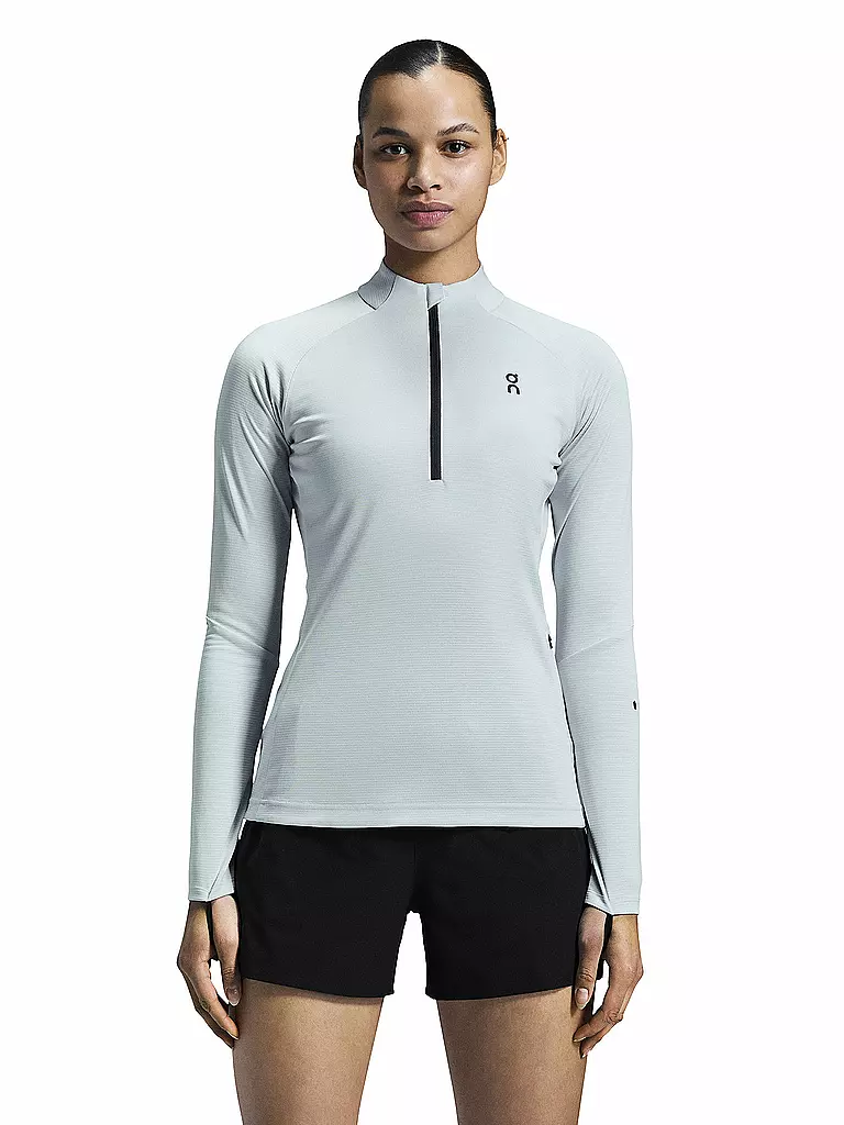 ON | Damen Funktions Zipshirt Climate | Grigio chiaro