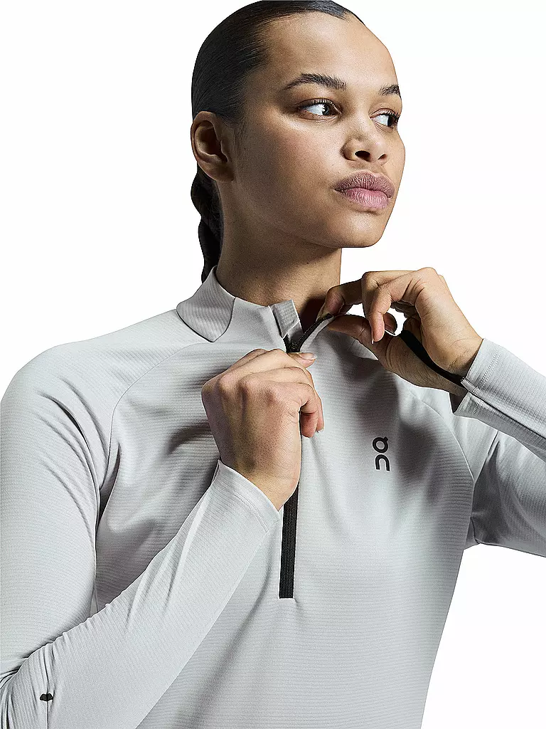 ON | Damen Funktions Zipshirt Climate | Grigio chiaro