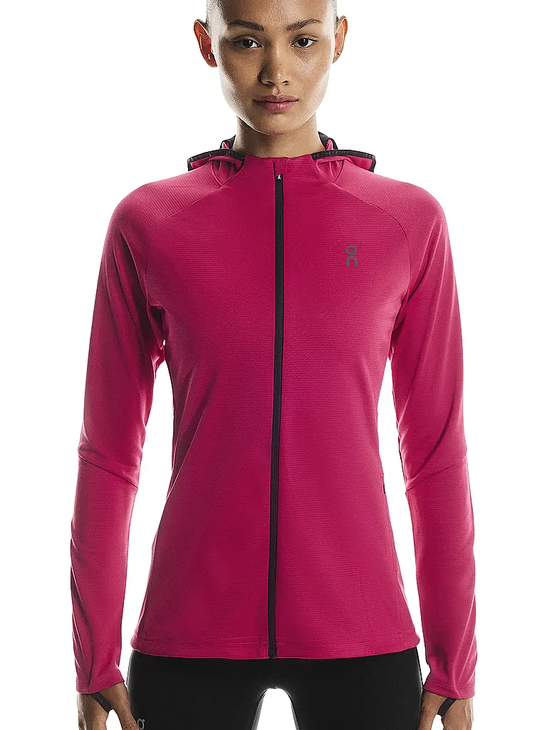 ON | Giacca da running da donna Climate con cappuccio | Rosso scuro