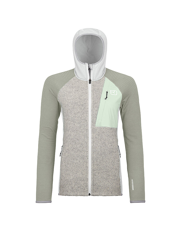 Giacca in pile da donna Classic Knit con cappuccio grigio chiaro XS