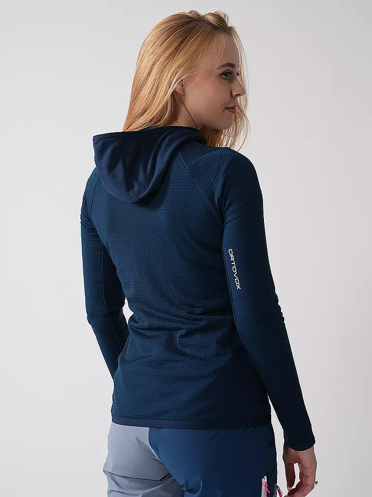 ORTOVOX | Damen Fleecejacke Fleece Grid Hoodie | Blu scuro