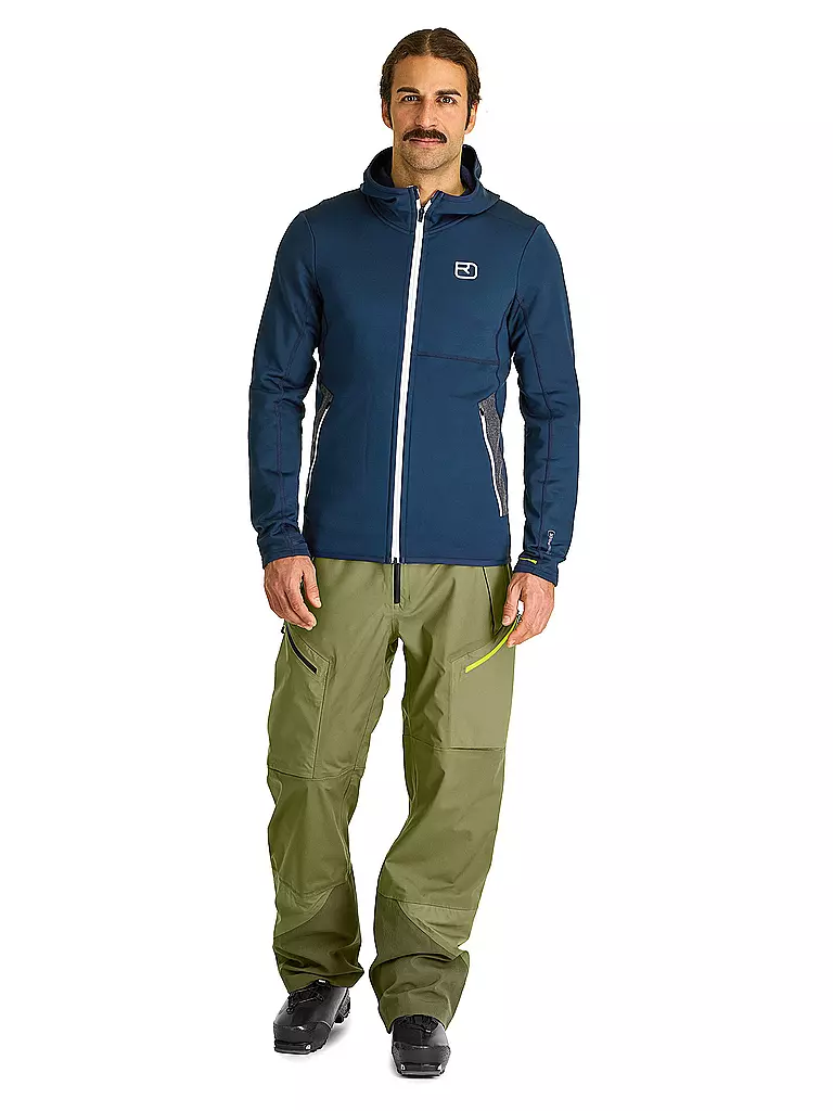 ORTOVOX | Giacca in pile con cappuccio da uomo | Blu scuro