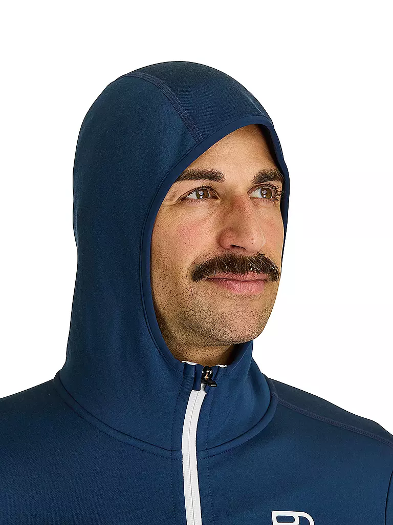 ORTOVOX | Giacca in pile con cappuccio da uomo | Blu scuro