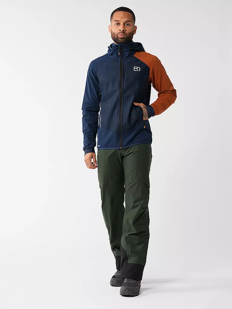 ORTOVOX | Giacca softshell da uomo per escursioni Col Becchei con cappuccio | Blu scuro