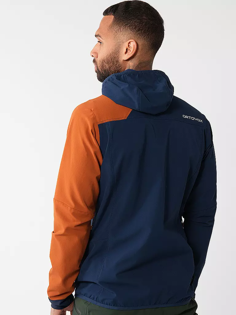ORTOVOX | Giacca softshell da uomo per escursioni Col Becchei con cappuccio | Blu scuro