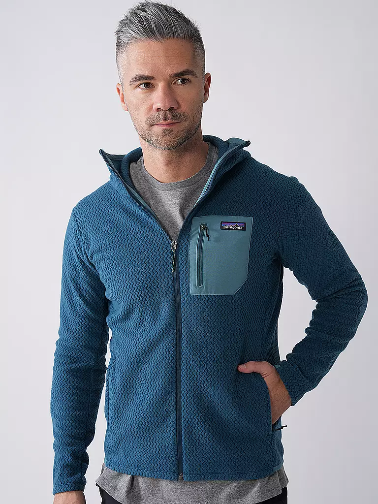 PATAGONIA | Giacca in pile da uomo R1® Air con cappuccio e zip integrale | Petrolio