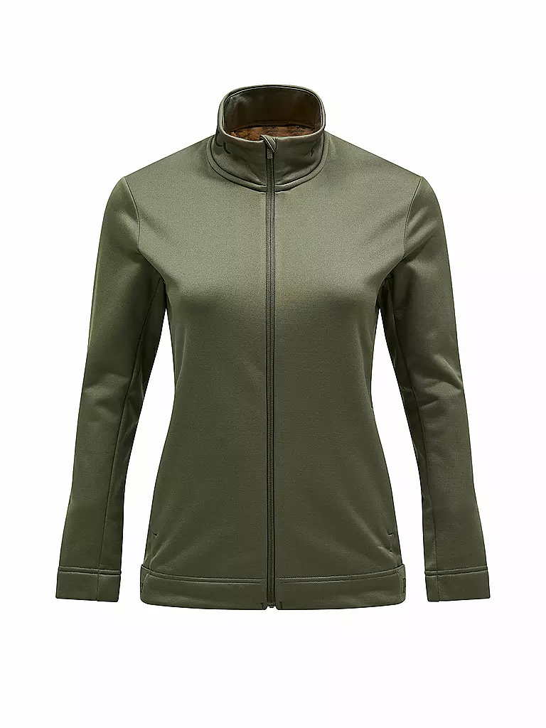 PEAK PERFORMANCE | Giacca interna da donna Rider Tech con cappuccio e zip | Oliva