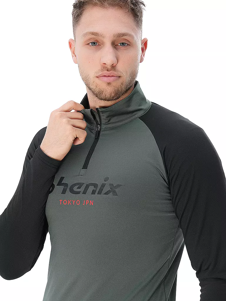 PHENIX | Herren Unterzieh Zipshirt  PH Logo Inner | Verde scuro