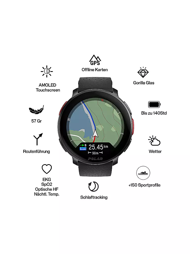 POLAR | GPS-Multisportuhr Vantage V3 S-L | Nero
