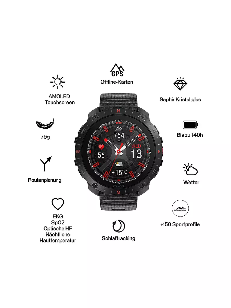 POLAR | Orologio multisport outdoor Grit X2 Pro | Nero