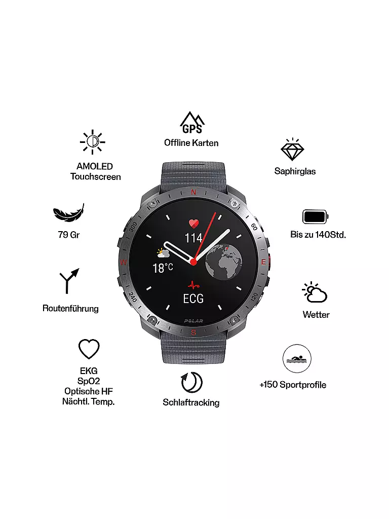 POLAR | Orologio multisport outdoor Grit X2 Pro | Grigio