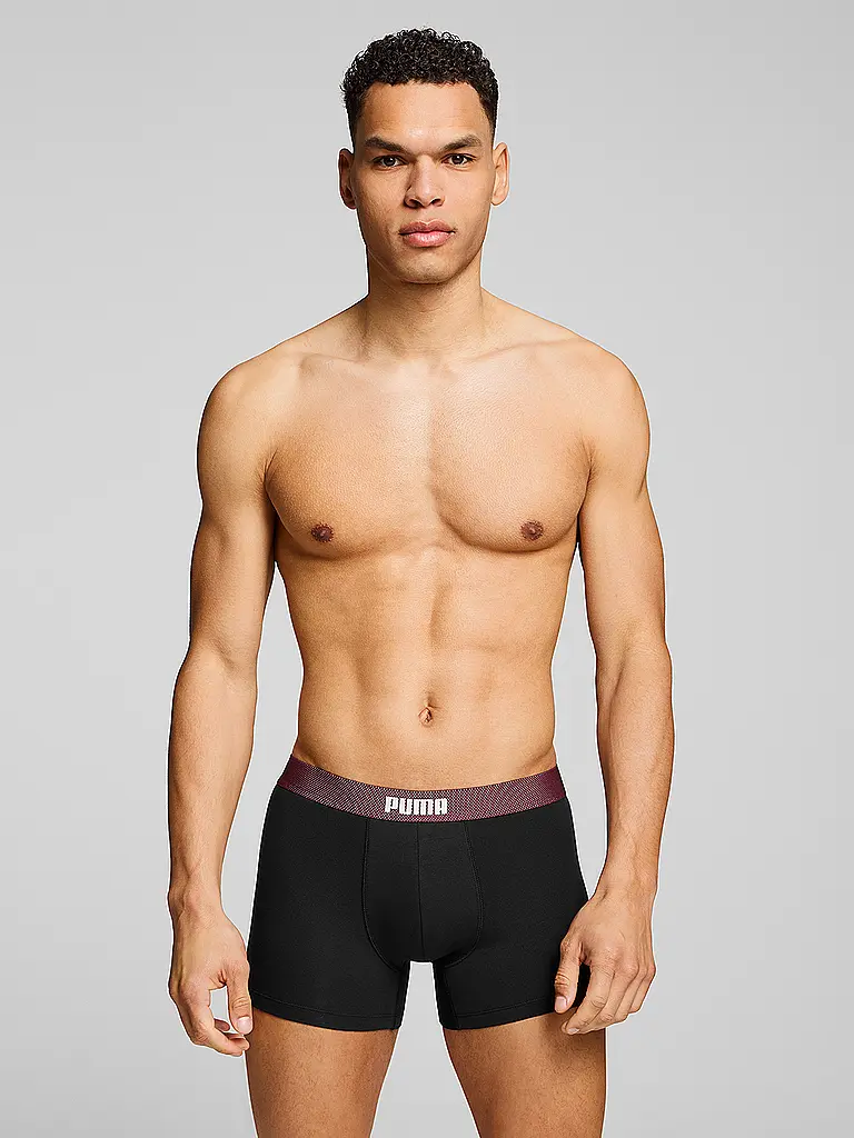 PUMA | Boxer da uomo con fascia in rete, confezione da 2 | Rosso scuro