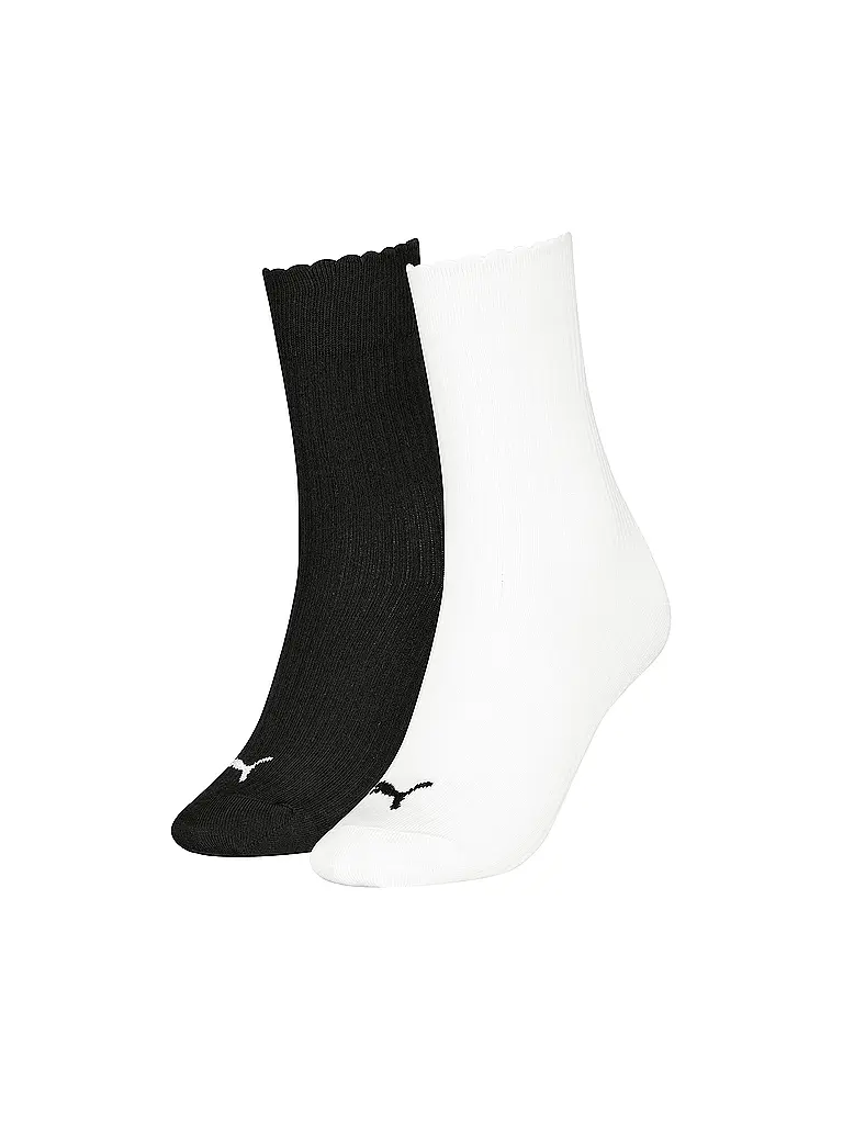 PUMA | Calzini da donna per il tempo libero con bordo smerlato, confezione da 2 | Bianco