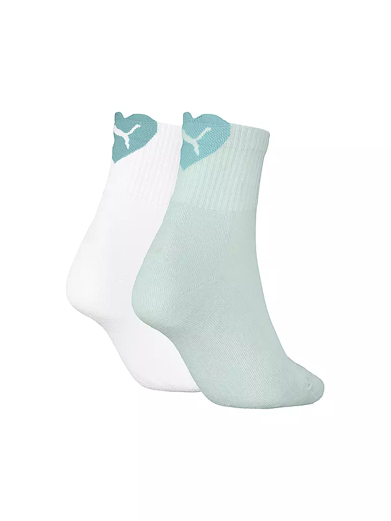 PUMA | Calzini da donna per il tempo libero Heart Logo Short Crew, confezione da 2 | Verde chiaro