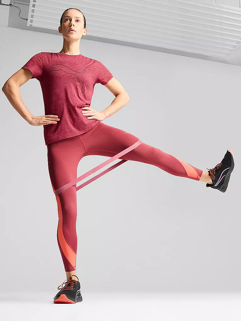 PUMA | Damen Fitnessshirt Essential Heather Logo | Rosso