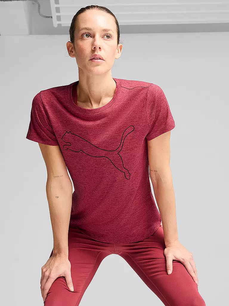 PUMA | Damen Fitnessshirt Essential Heather Logo | Rosso