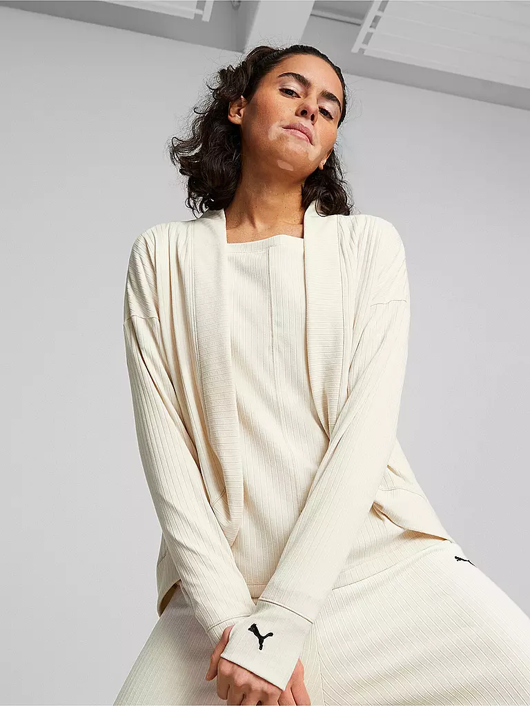 PUMA | Damen Yoga Jacke Studio Unwind Long Cardigan | Beige