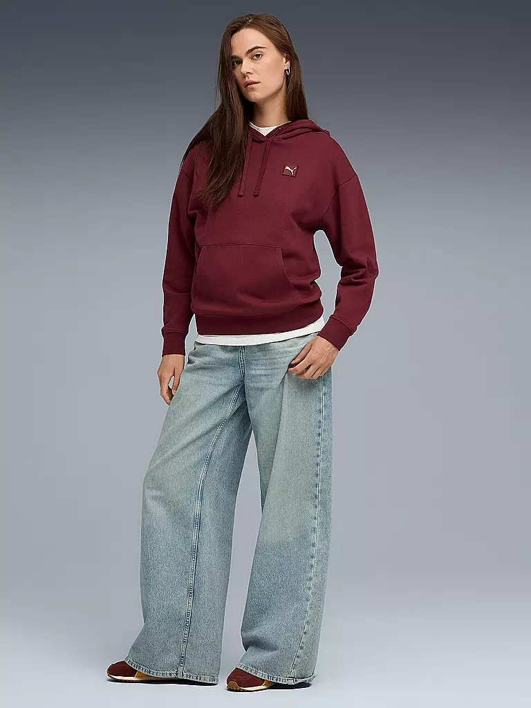 PUMA | Felpa con cappuccio da donna Elevated Comfort | Rosso scuro