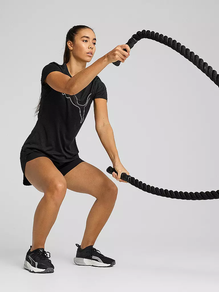 PUMA | Maglietta da allenamento da donna Essential Heather Logo | Nero