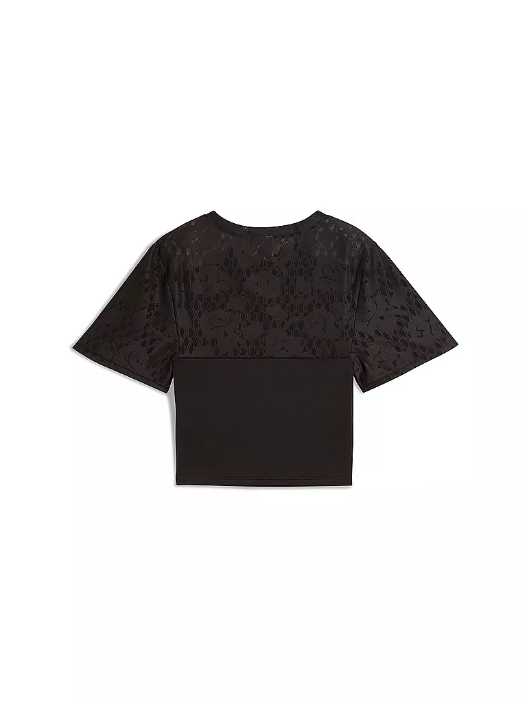 PUMA | Maglietta fitness corta da donna con pizzo | Nero