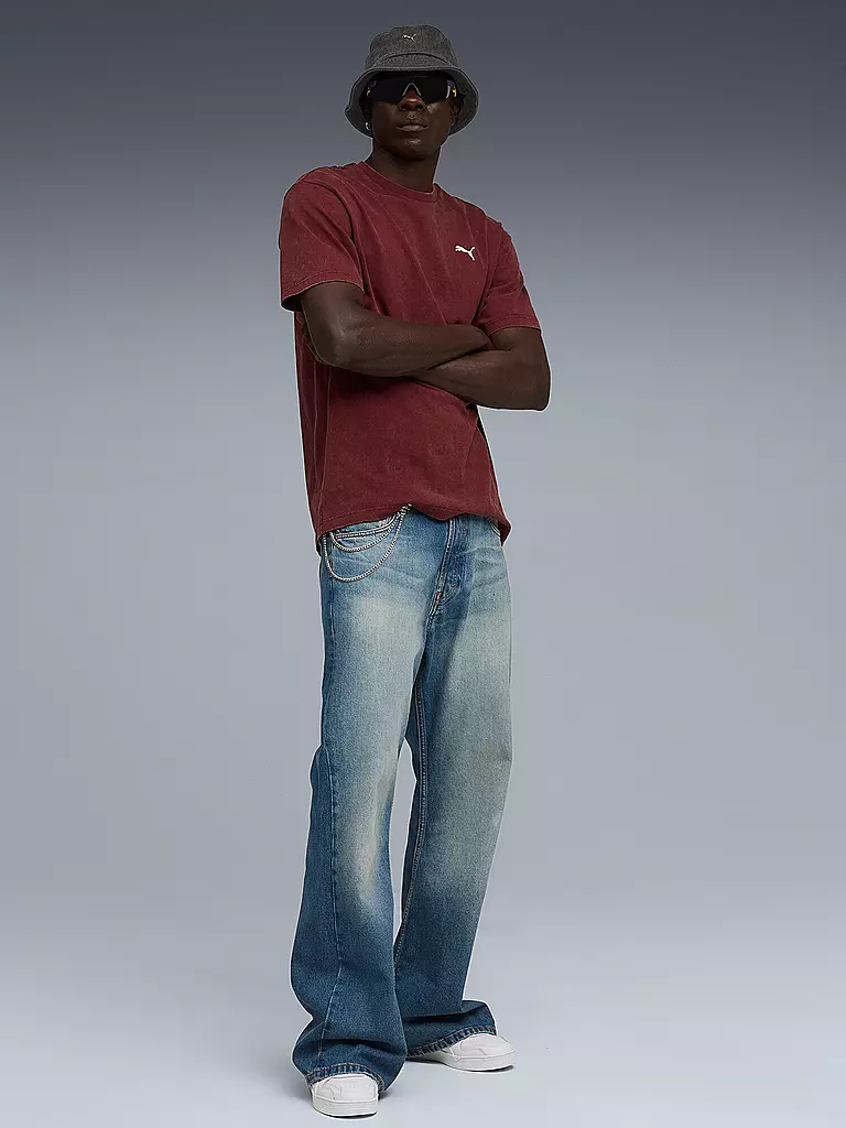 PUMA | T-shirt da uomo ESS ELEVATED Relaxed Wash | Rosso scuro