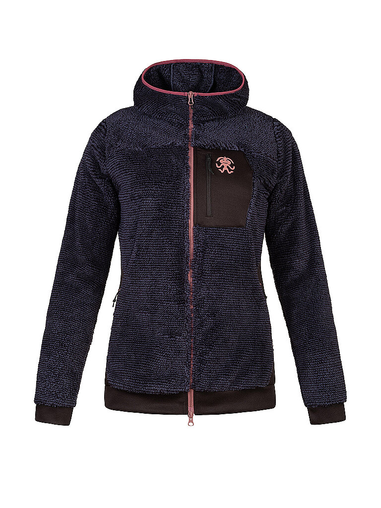 Giacca in pile da donna Tarifia con cappuccio blu 38