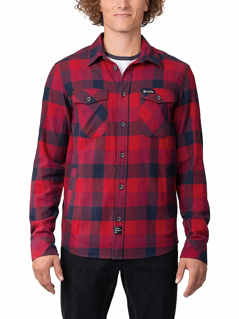 RAFIKI | Camicia da arrampicata da uomo Virage Flannel | Rosso scuro