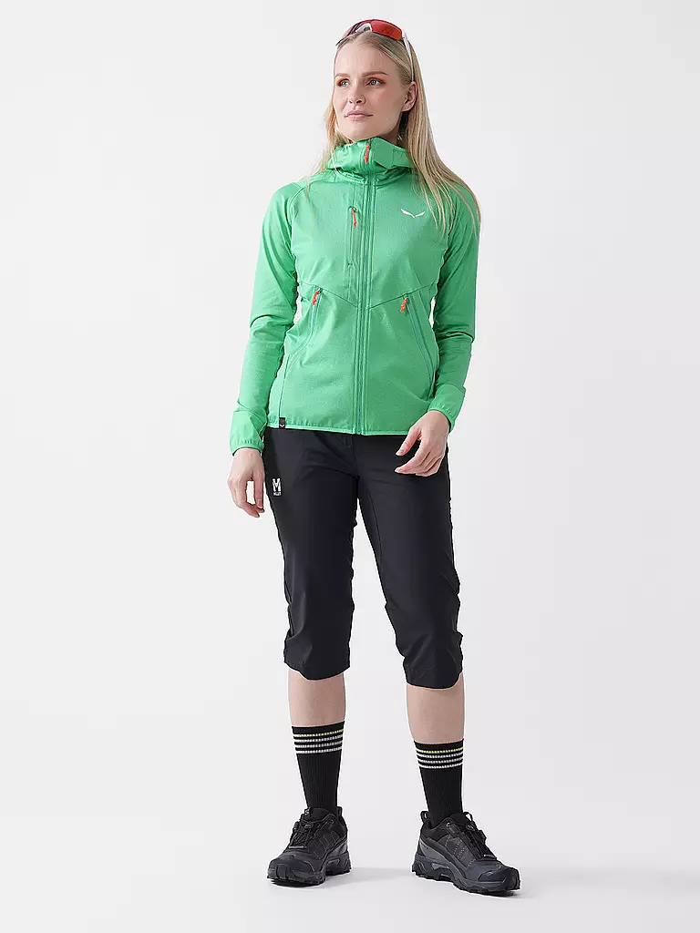 SALEWA | Giacca con cappuccio da donna Agner Hybrid Polarlite Durastretch | Verde