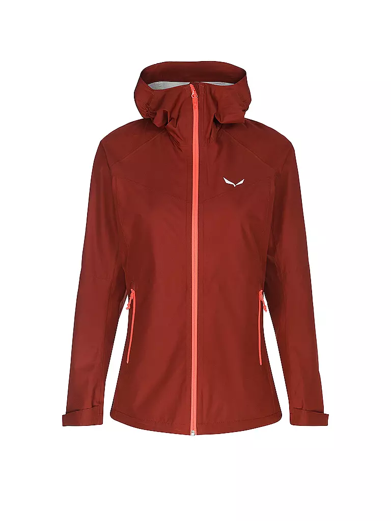 SALEWA | Giacca da trekking da donna Puez Aqua Powertex con cappuccio | Rosso scuro