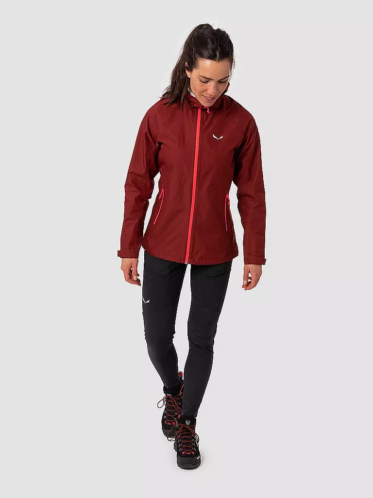 SALEWA | Giacca da trekking da donna Puez Aqua Powertex con cappuccio | Rosso scuro