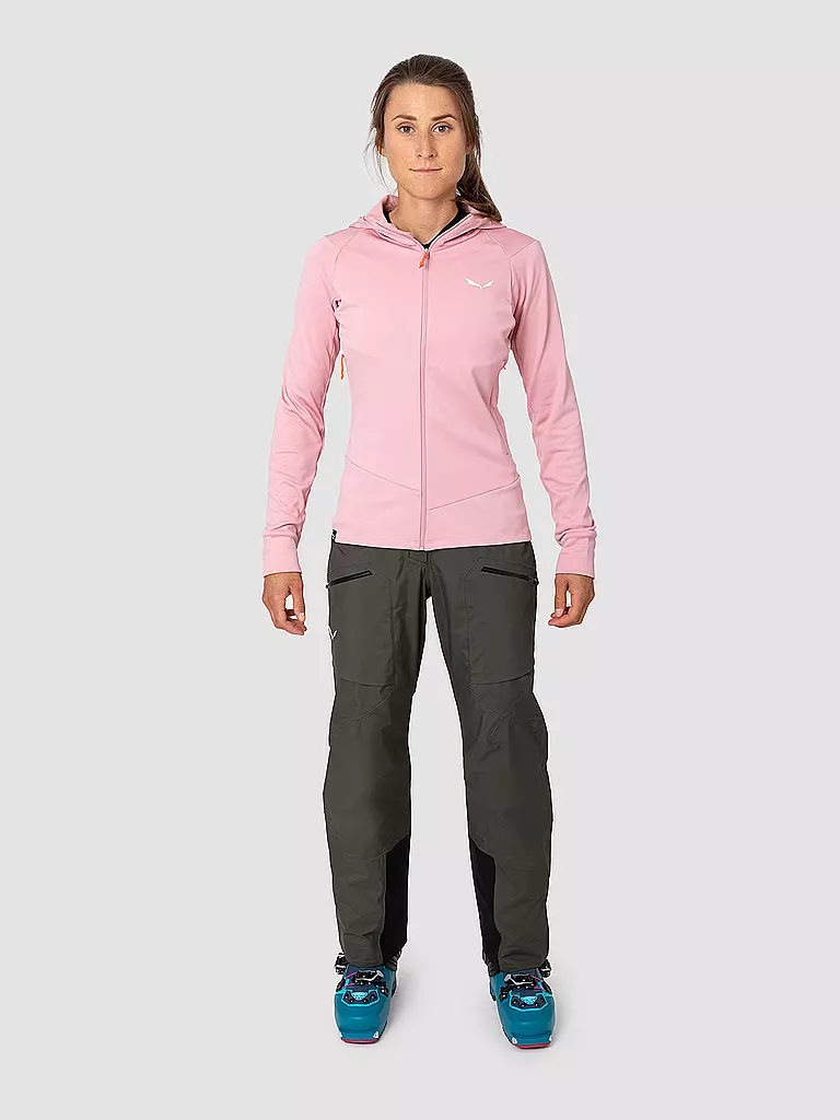 SALEWA | Giacca in pile da donna da turismo Puez Polarlite con cappuccio | Rosa