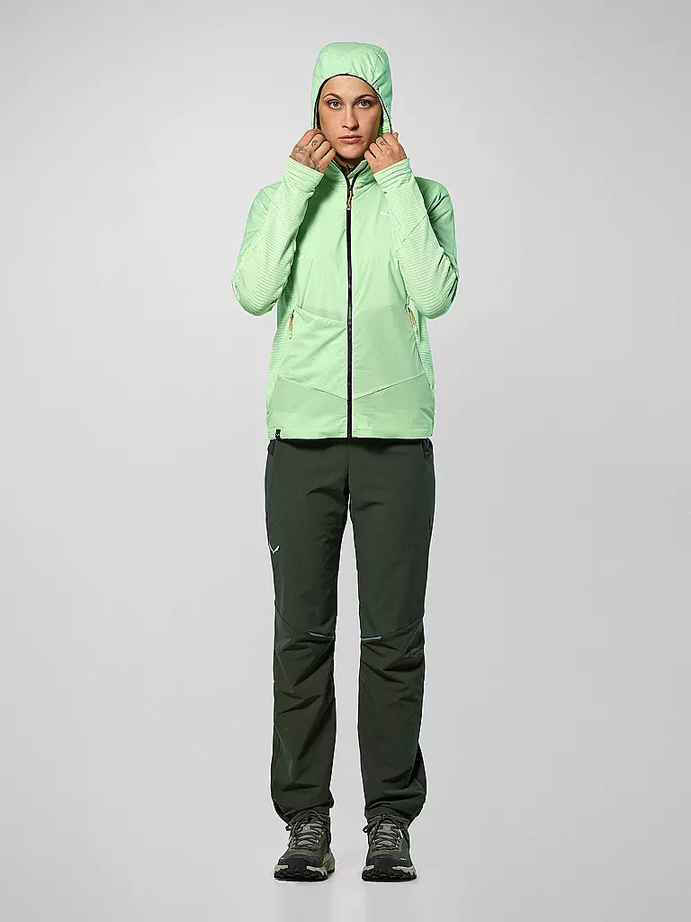 SALEWA | Giacca in pile da donna Pedroc PL Wind Hoodie | Verde chiaro