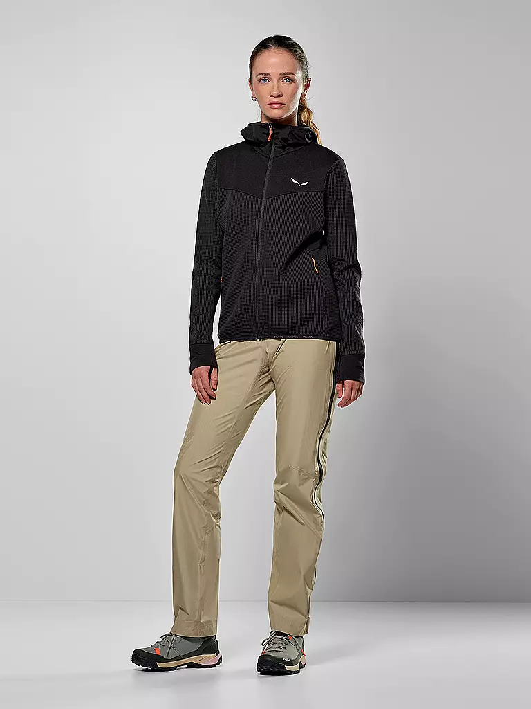 SALEWA | Giacca in pile da donna Puez Waffle con cappuccio | Nero
