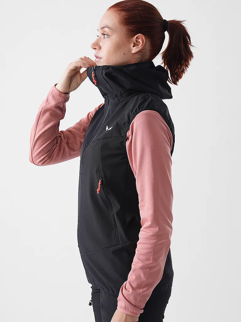 SALEWA | Gilet da donna da scialpinismo Sella Durastretch con cappuccio | Nero